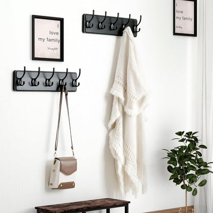 Dseap Coat Rack Wall Mount: Modern, Patented, Heavy-Duty, 17.4" Long 5-Double-Hooks Wooden Hanger