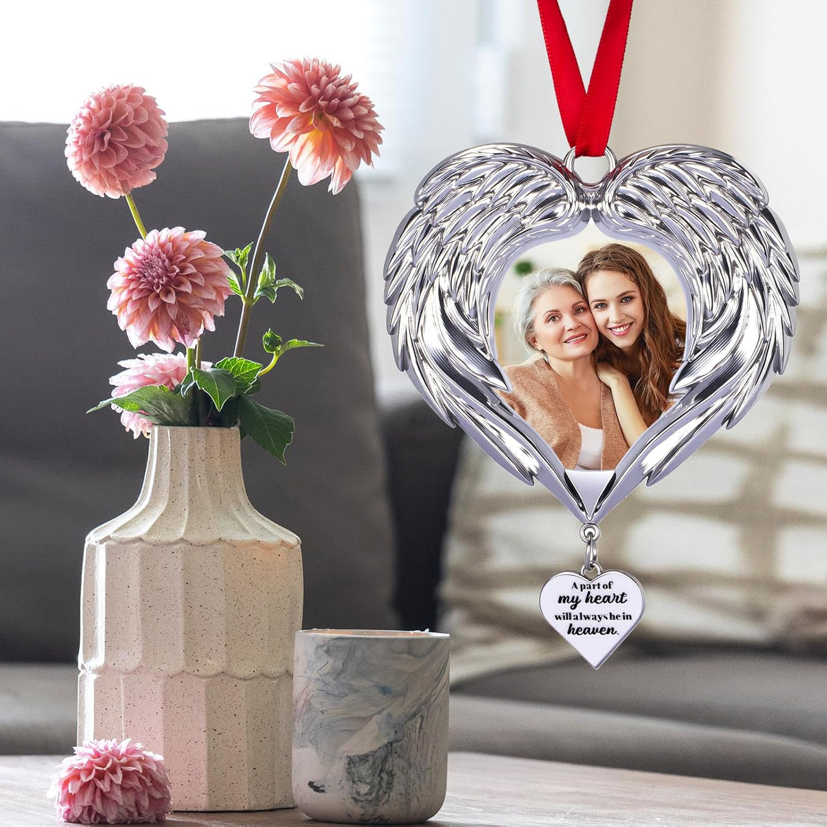 Memorial Christmas Angel Wings Photo Ornaments 2025 Sympathy Gifts for Loss of Loved One