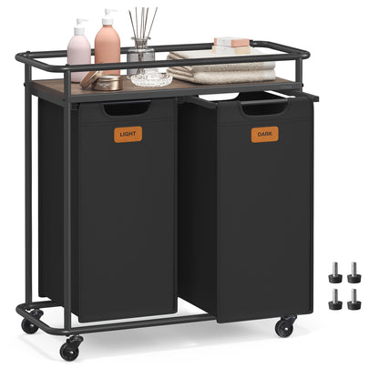 VASAGLE Laundry Sorter, Laundry Hamper with Wheels, 26.4 Gal. (100 L) Portable Rolling Cart Baskets