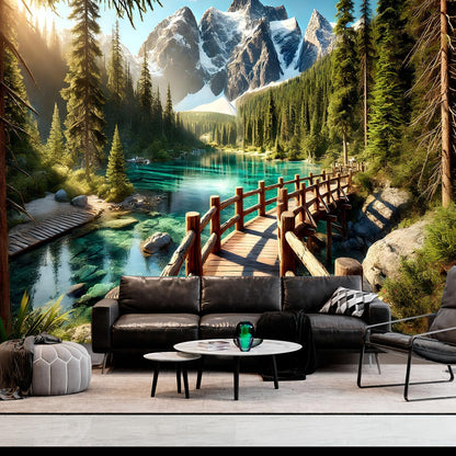BSFHH Nature Tapestry Forest Tree Sea Cave Wall Hanging, Stream Through Rainforest Landscape Wall