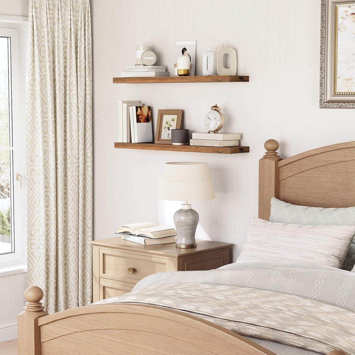 HOOBRO Floating Shelves for Wall, Wall Mounted Shelf Set of 2, 39.4" Hanging Shelf with Invisible