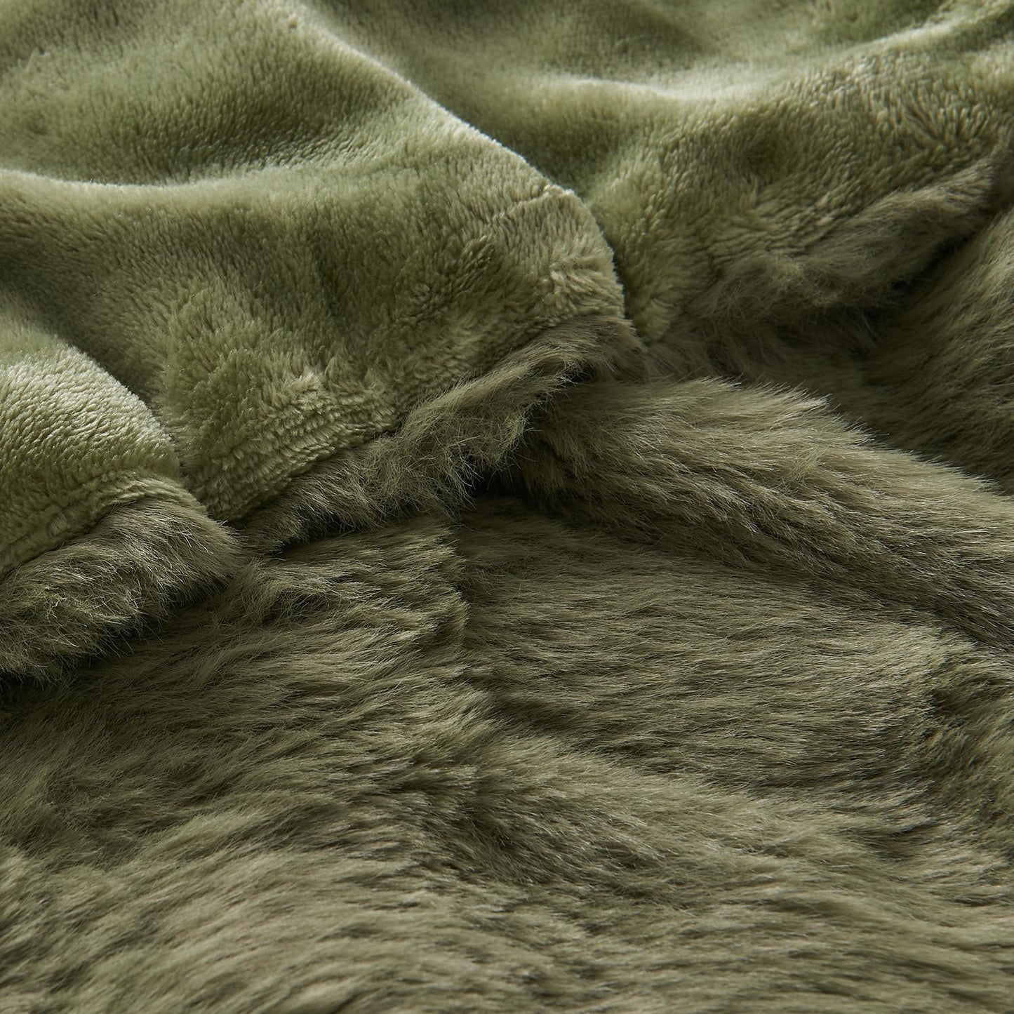 Lotus Karen Faux Fur Blanket Dark Green - Big Bubble Rabbit Fluff King Blankets for The Bed,Softest