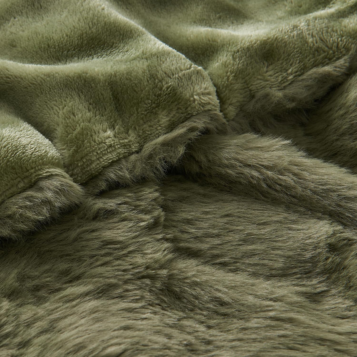 Lotus Karen Faux Fur Throw Blanket Dark Green - 800 GSM Bubble Rabbit Fluff Blanket for Couch Bed