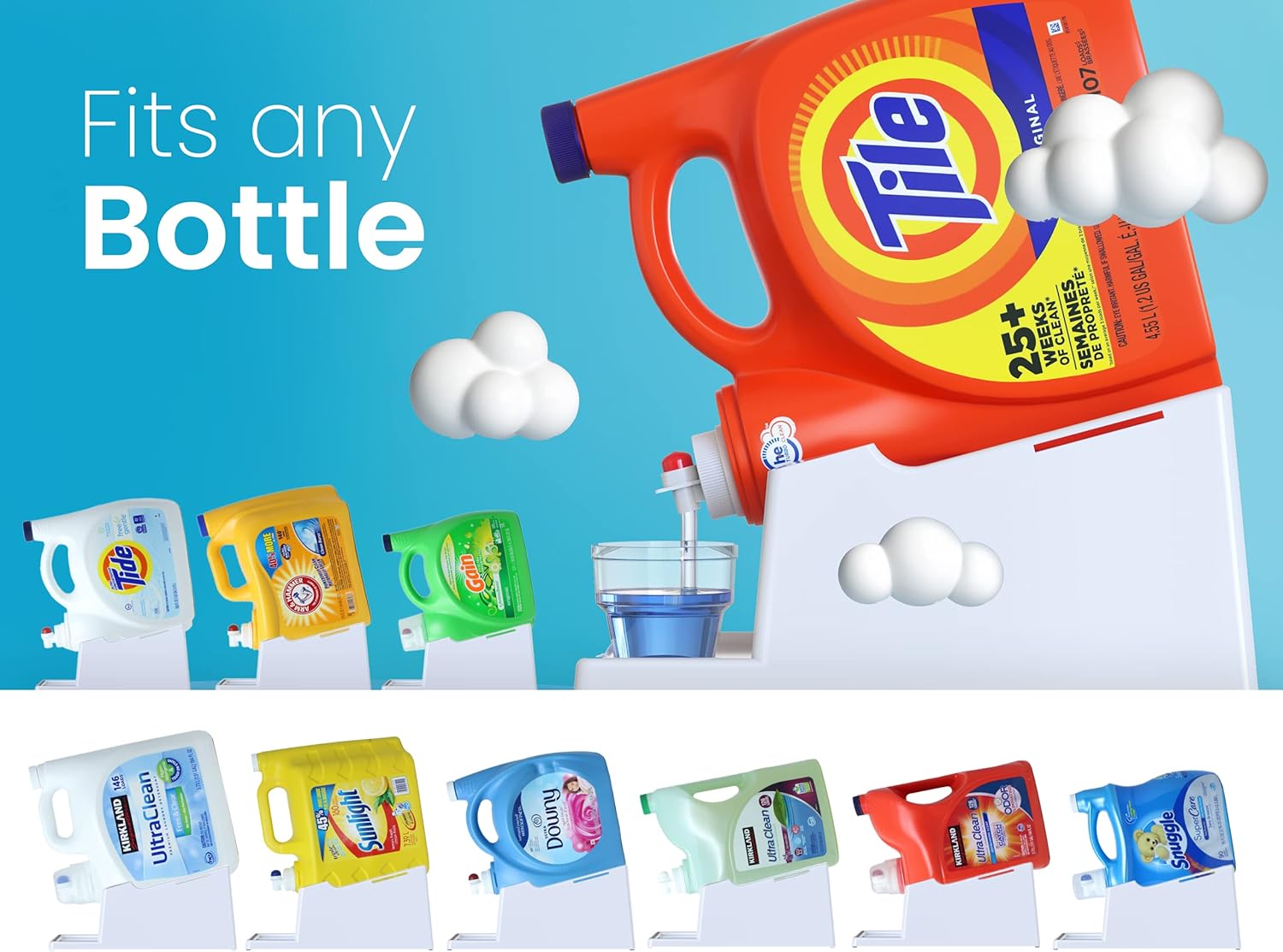 TidyFriend 3 Pack Liquid Laundry Detergent Holder Stand with Drip Tray & Rubber-Grip Feet, Stand