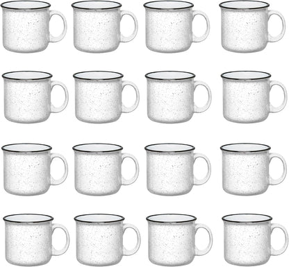 Set of 16 Ceramic Campfire Mugs – 15 Oz, White – Coffee & Tea Cups for Home, Work, Travel, Camping