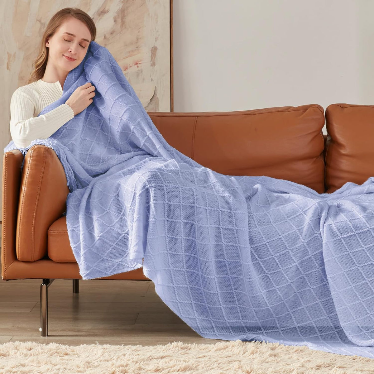 inhand Knitted Throw Blanket for Couch and Bed, Soft Living Room Home Decor Knitted Blanket with