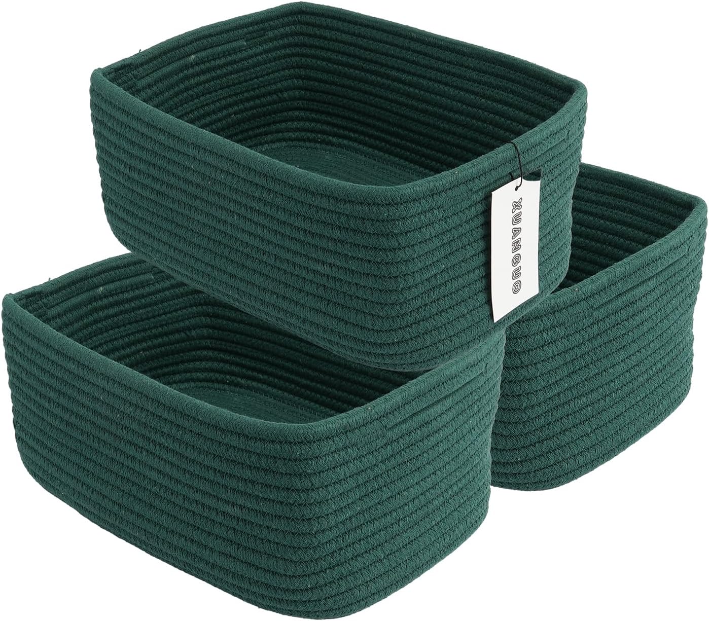 Small Woven Storage Baskets 12“X8”X5“ Decorative Rope Bins for Organizing Shelves, Closets, and