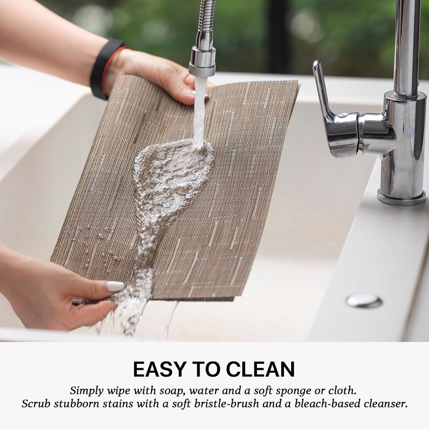 LEXMORE Placemats Set of 8 Vinyl/Plastic Woven Place Mats for Kitchen Table Indoor/Outdoor Washable
