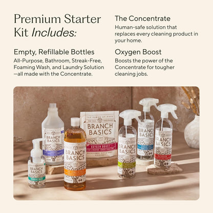 Branch Basics Premium Starter Kit: All Purpose, Glass, and Bathroom Cleaner plus our Foaming Wash