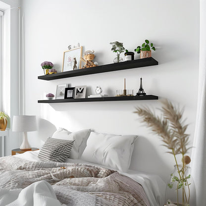 Wood Floating Shelves for Wall Decor, Rustic Wall Shelves for Bedroom Bathroom Kitchen Living Room