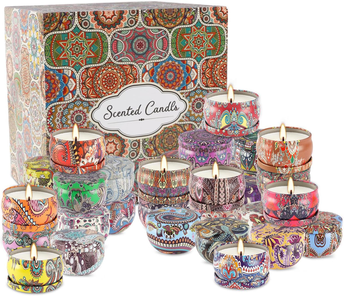 36 Pack Scented Candles Set for Home, Relaxing Stress Relief, Aromatherapy - Natural Soy Wax and