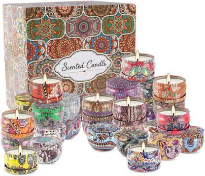 36 Pack Scented Candles Set for Home, Relaxing Stress Relief, Aromatherapy - Natural Soy Wax and