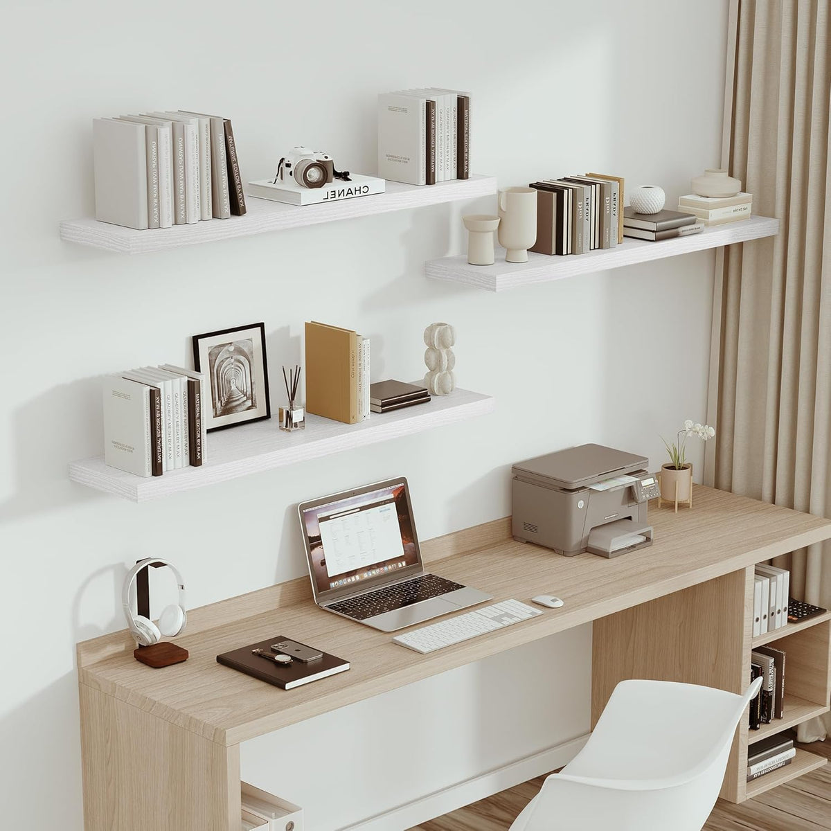 Single Floating Shelves 48 Inches, 48 x 10 inch Deep x 1.8 in Thick, Long Wall Shelves Heavy Duty