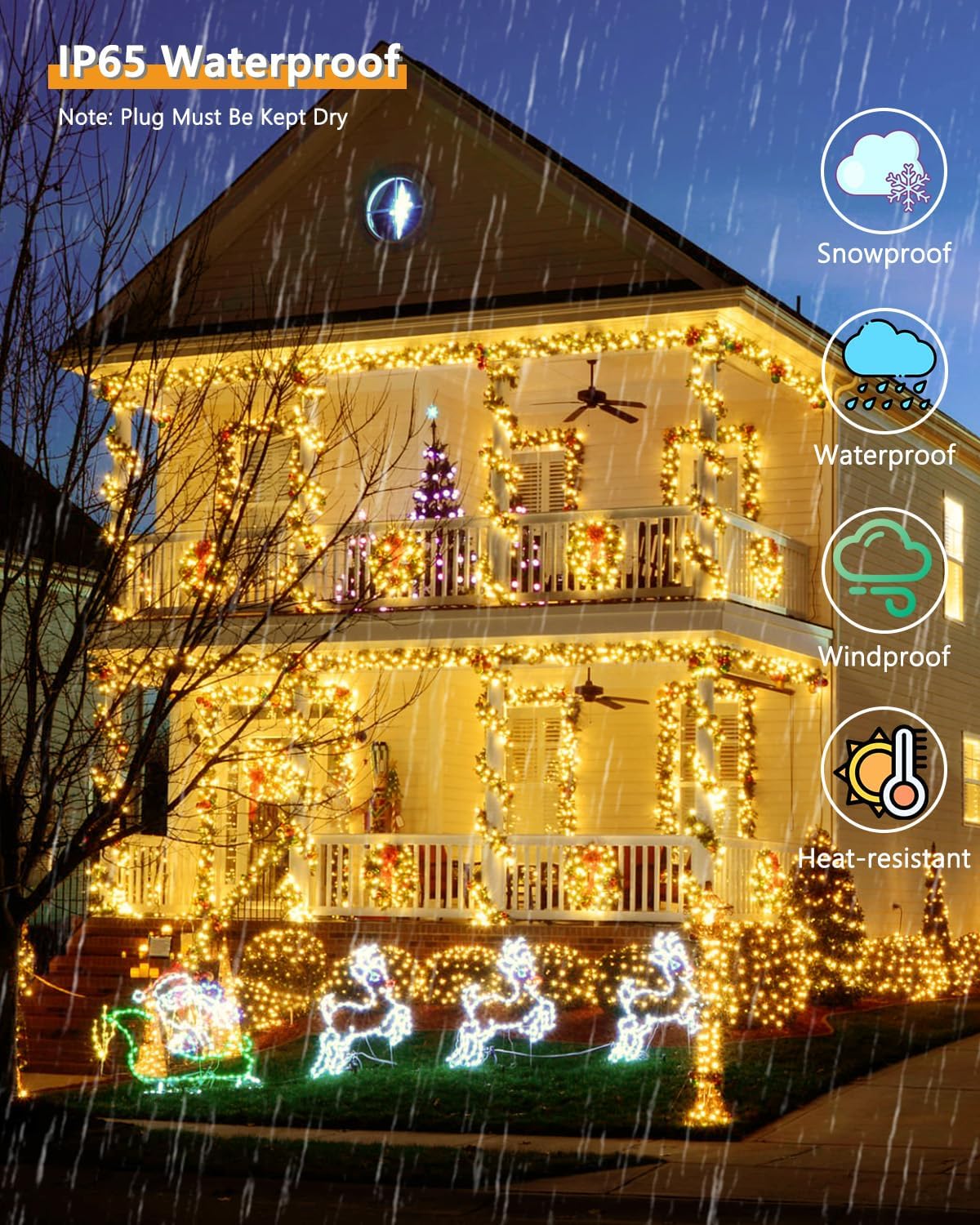 Upgrade Solar String Lights for Outside 2 Pack Total 180FT 500LED Solar Christmas Lights Outdoor