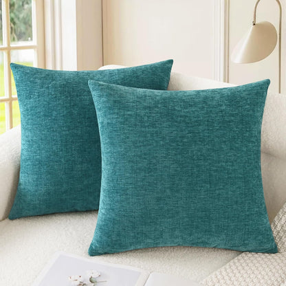 CaliTime Throw Pillow Covers Decorative 22 X 22 Inches Pack of 2 Cozy Chenille Cushion Cases for