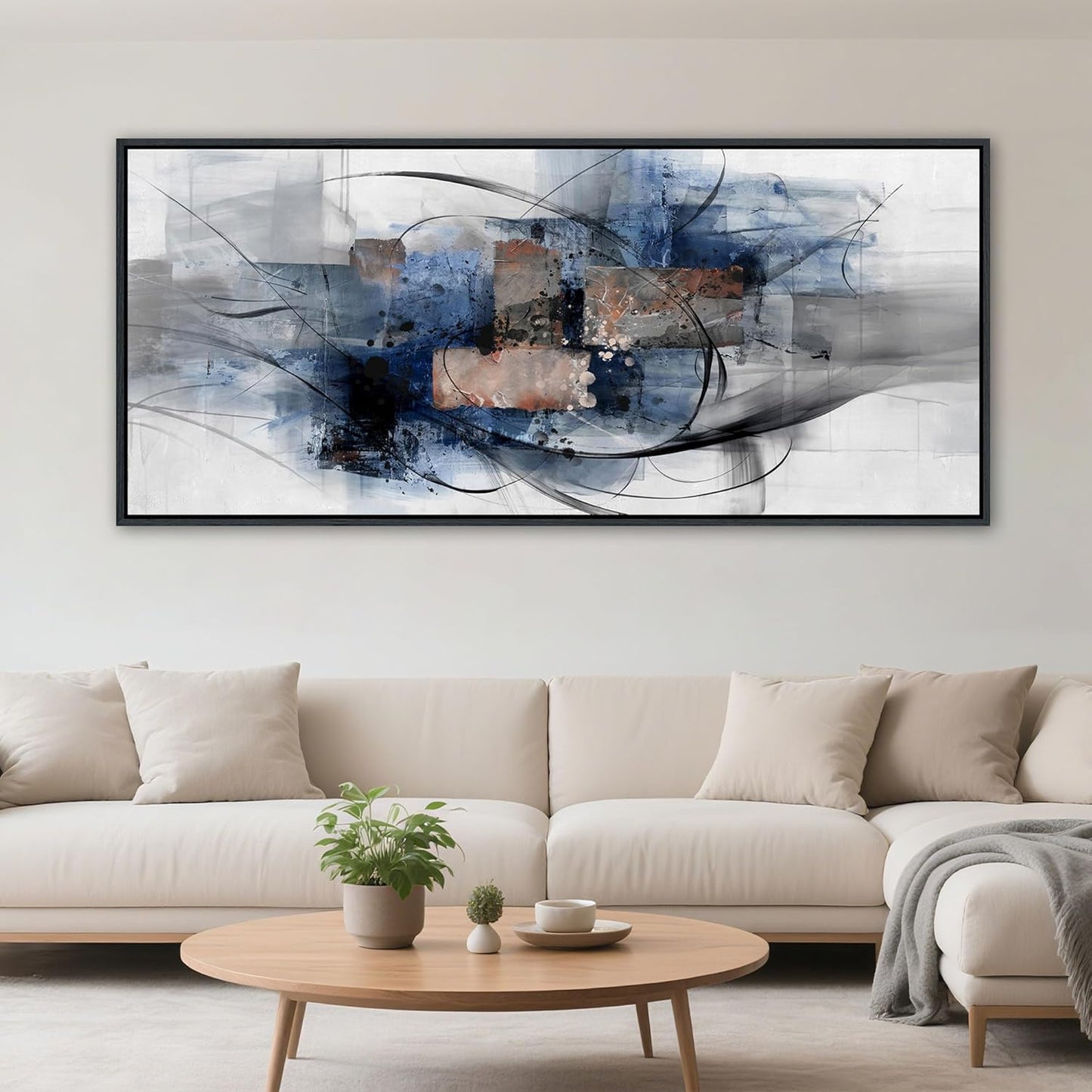 Mofutinpo Black and Blue Wall Art - Abstract Canvas Wall Art for Living Room, Bedroom, Office