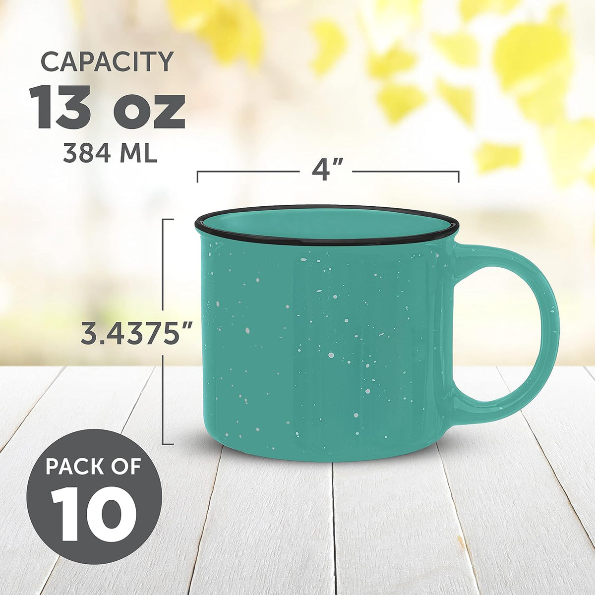 DISCOUNT PROMOS Ceramic Campfire Coffee Mugs 13 oz. Set of 10, Bulk Pack - Perfect for Tea