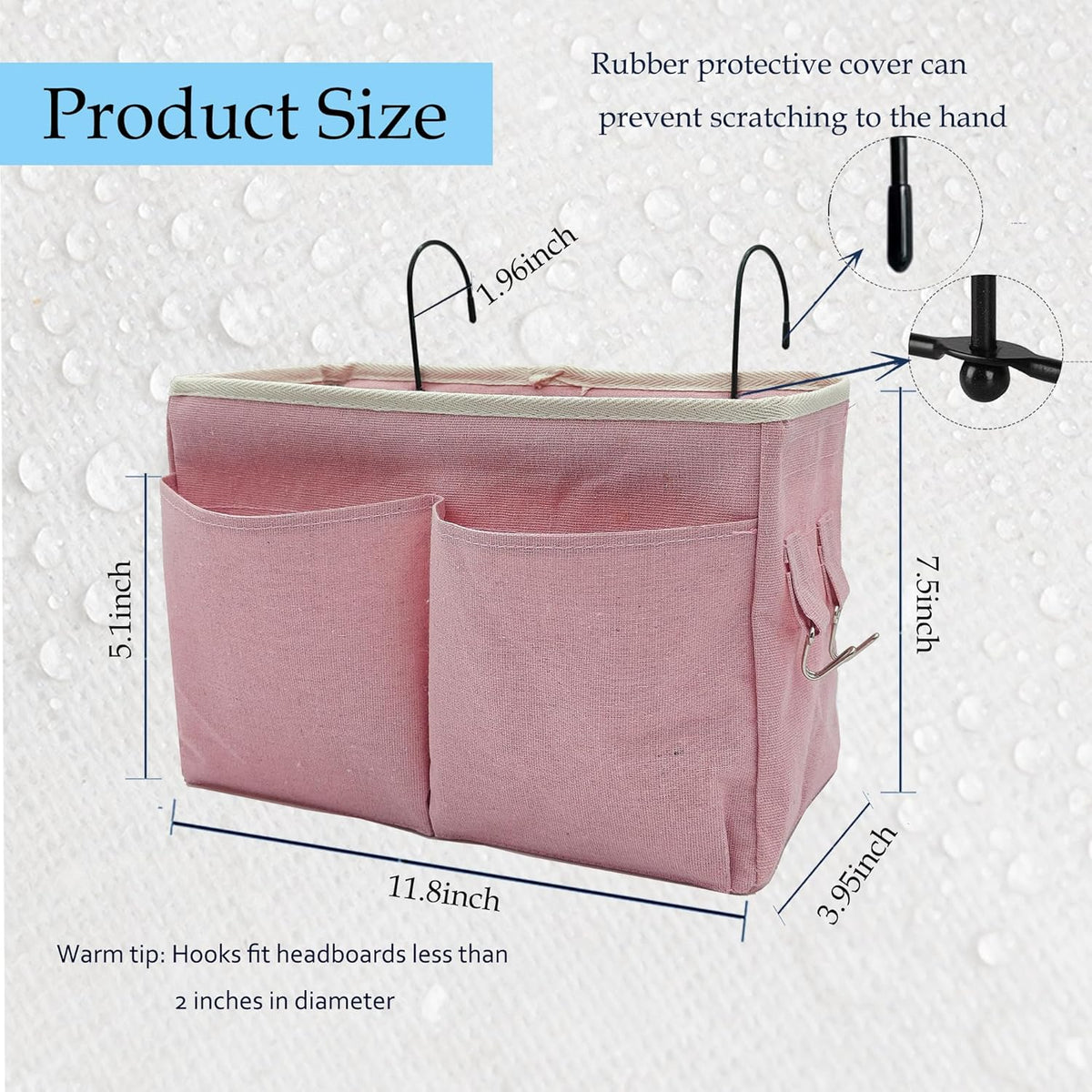 2-Pack Bedside Caddy Bedside Hanging Storage Basket Multi-Function Organizer Caddy for Bunk and
