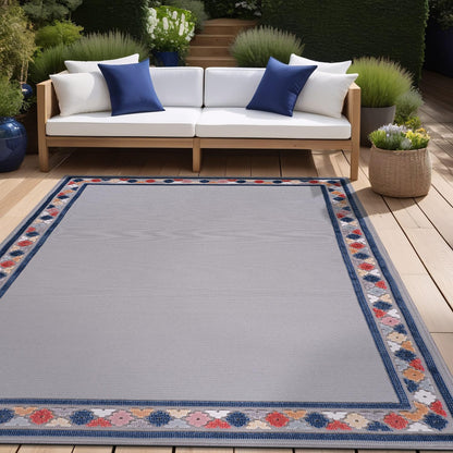 Beverly Rug Outdoor Rug 4x6 Modern Bordered Area Rugs for Indoor and Outdoor Patio Easy to Clean