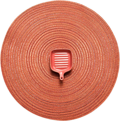 AHHFSMEI Round Braided Placemats Set of 6 Round Table Mats for Dining Tables Natural Woven Heat