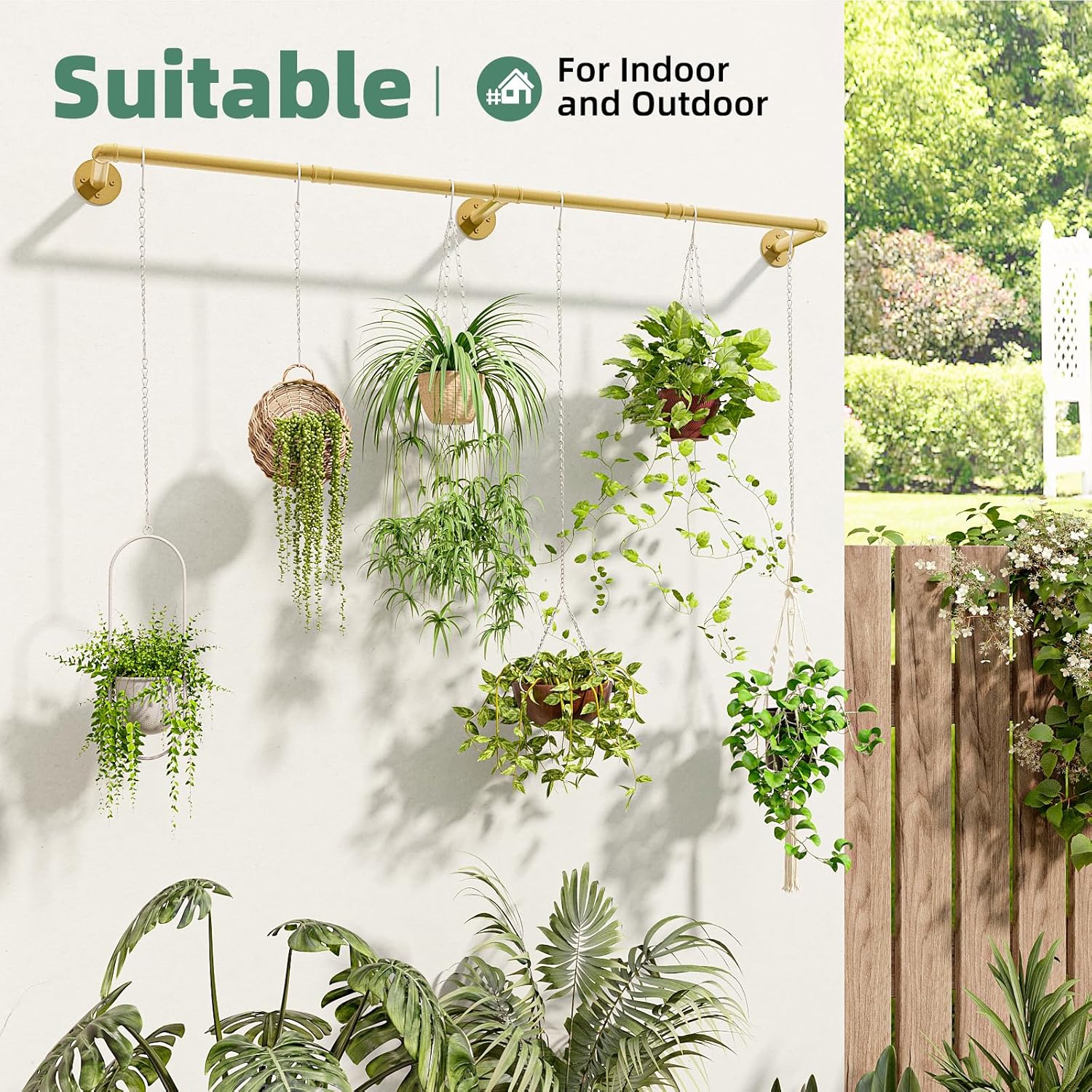 Plant Hanger Indoor Hanging Planters for Indoor Plants Hanging Plant Holder Window Plant Rod Gold