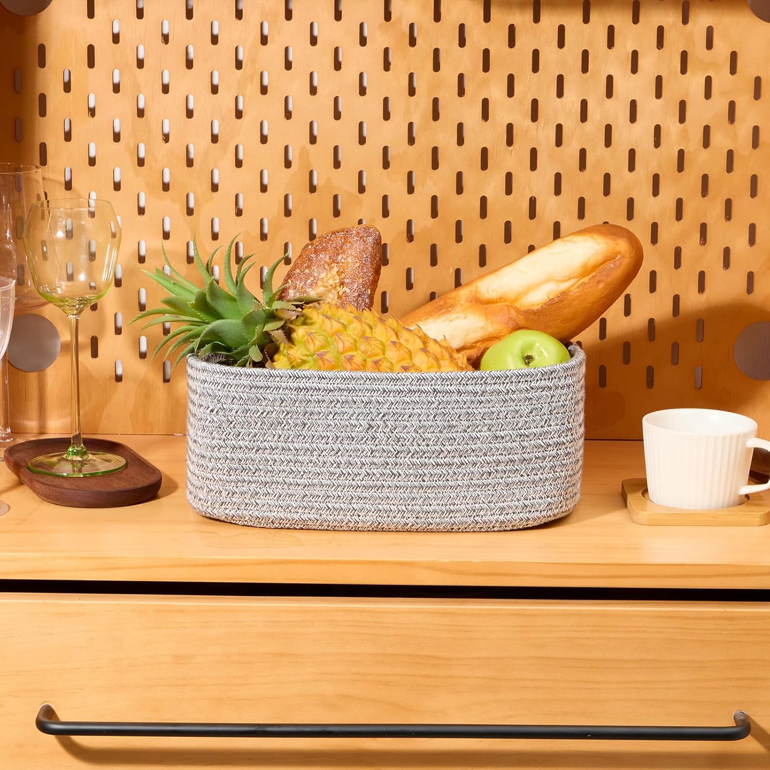 Small Storage Baskets for Organizing | Closet Organizer Bins | Shelf Toy Basket | Woven Rope