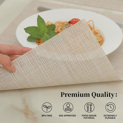 Leetaltree Beige Placemats Set of 16 - Heat Resistant Non-Slip Place mats for Dining Table