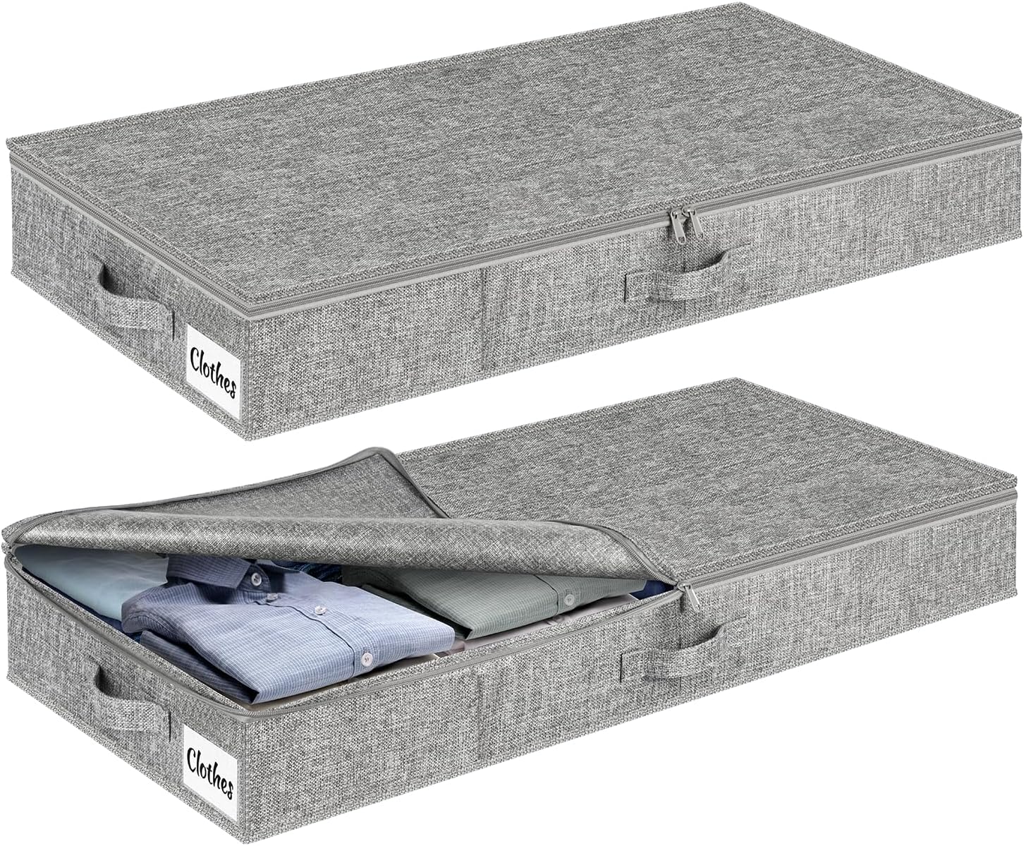 Under Bed Storage Container Bins 2 Pack, 4.5 Inch Slim Low Profile Underbed Clothes Storage