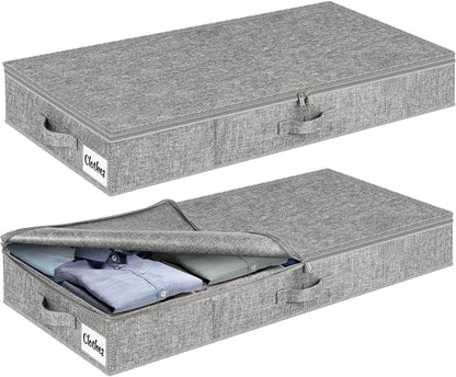 Under Bed Storage Container Bins 2 Pack, 4.5 Inch Slim Low Profile Underbed Clothes Storage