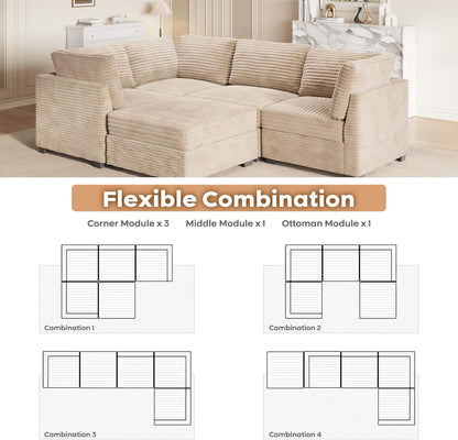 ovios Sectional Sofa Couch with L-Shape Chaise Sofa Bed, Comfy Modular Cloud Couches with Deep