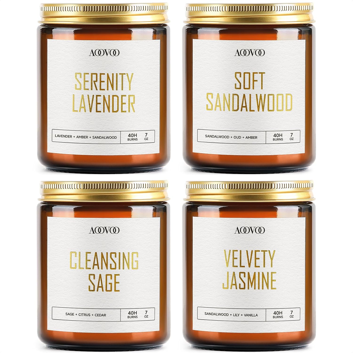 AOOVOO Candle Set - 4PC Scented Candles, 28 oz Soy Candles, Soy Candle for Home Scented