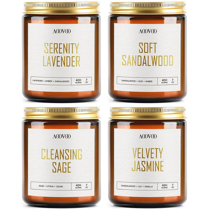 AOOVOO Candle Set - 4PC Scented Candles, 28 oz Soy Candles, Soy Candle for Home Scented