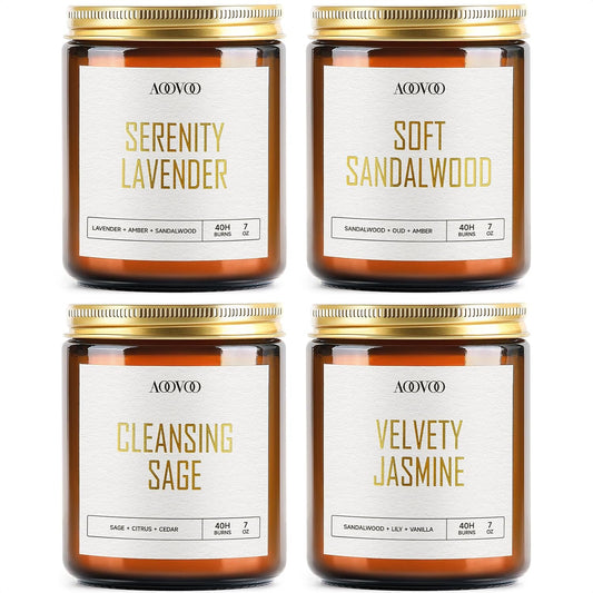 AOOVOO Candle Set - 4PC Scented Candles, 28 oz Soy Candles, Soy Candle for Home Scented