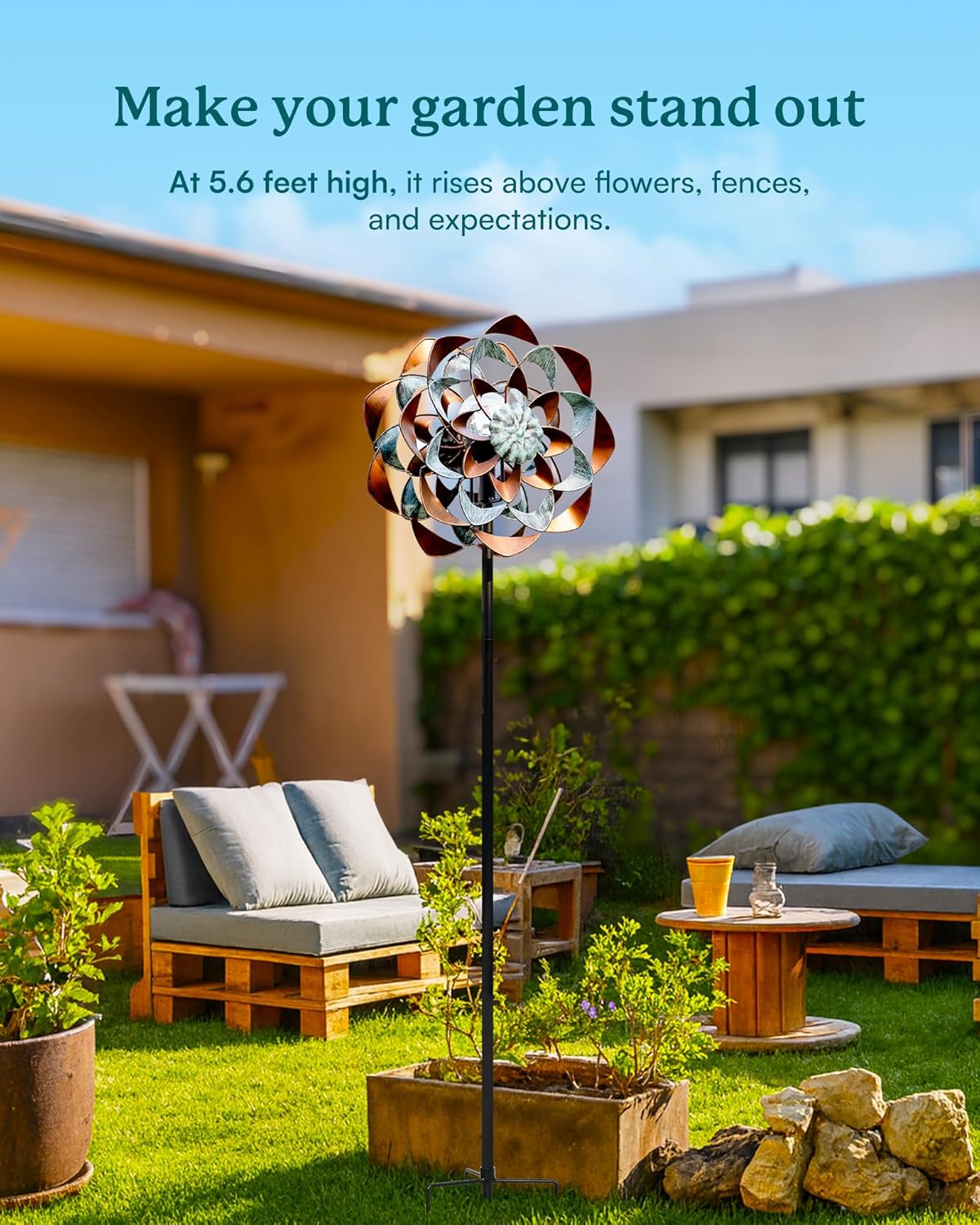 Solar Wind Spinner, Outdoor Metal Wind Spinners with Light, Windmill Decor for Yard Garden, Ideal