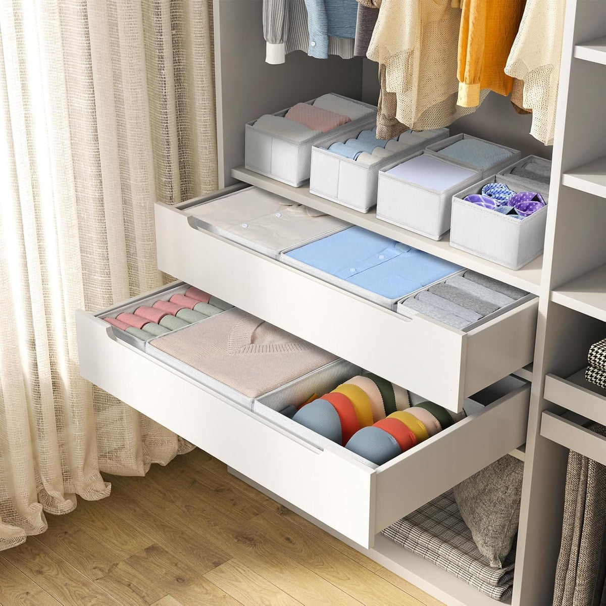 DIMJ Drawer Organizer Clothes 18 Pack - Foldable Baby Organizers and Storage & Dresser Organizer