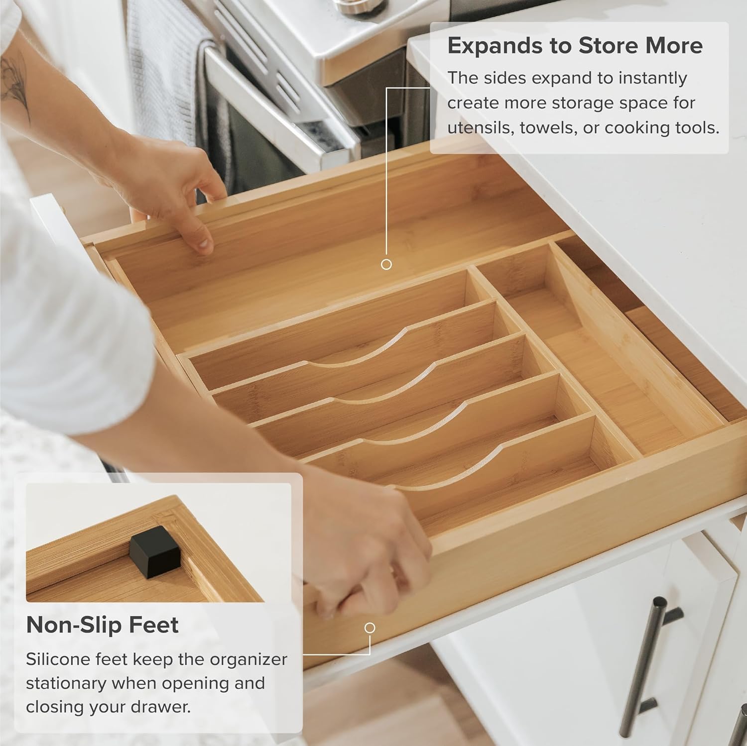 Premium Silverware, Flatware and Utensil Organizer for Kitchen Drawers, Food-Safe Contract Grade