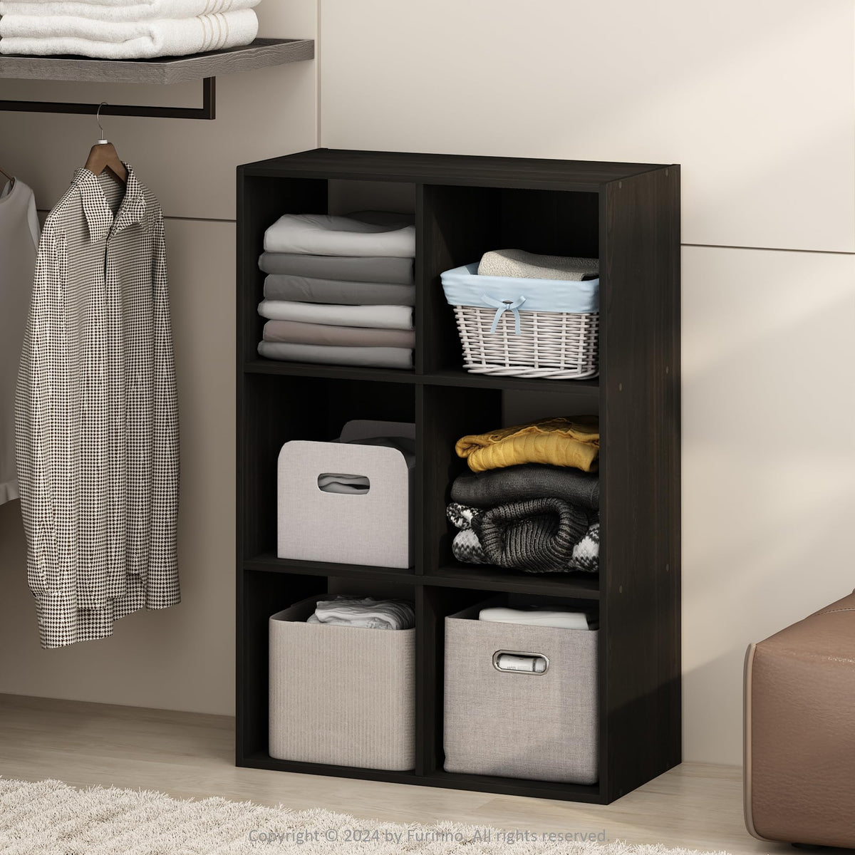Furinno PELLI Closet Organizers and Storage, 6-Cube Closet Organizer, Open Shelf Closet Storage