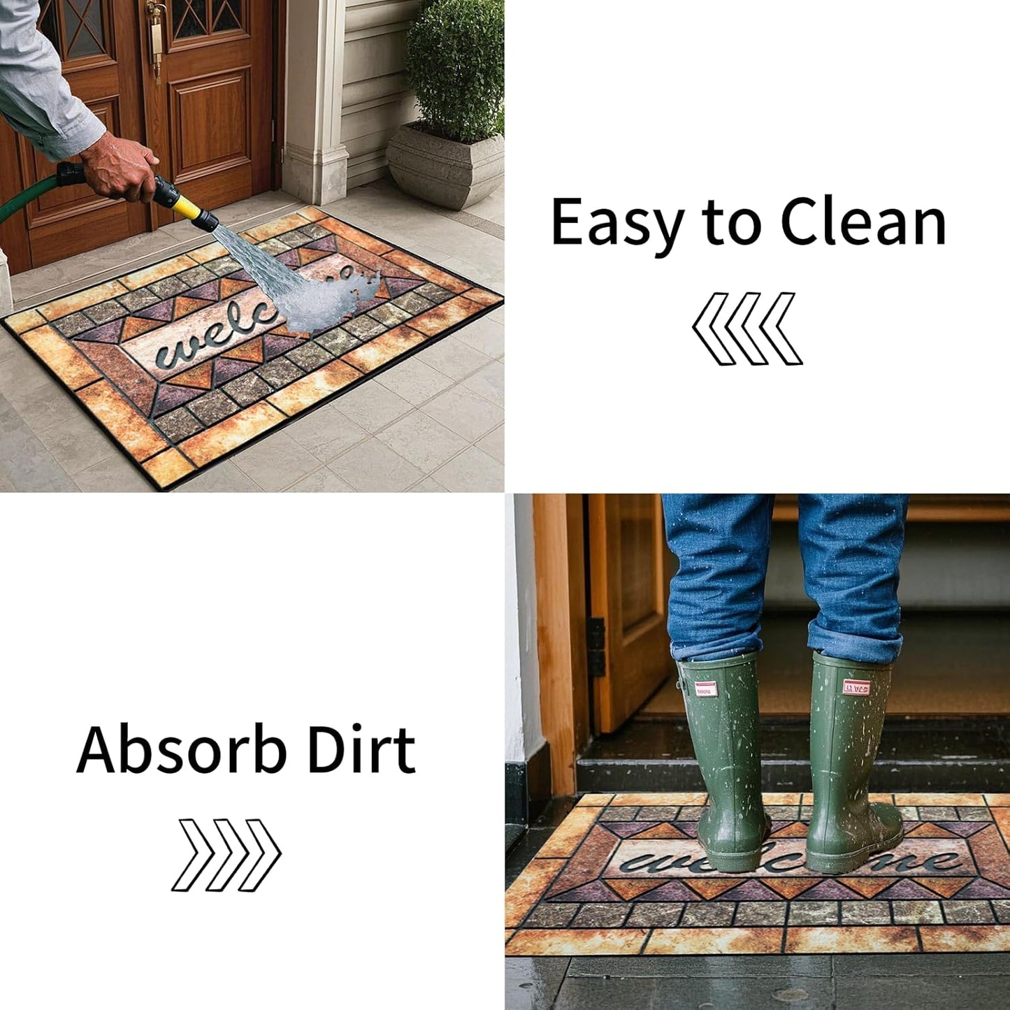 Door Mat Welcome Mat, Heavy Duty Door Mat 23.6 x 35.4 Inch Front Door Mat Rug Doormat for Outdoor