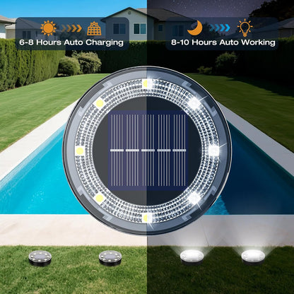 Mini Solar Ground Lights, 2 Pack Solar Lights Outdoor Waterproof, Upgraded LED Flat Landscape