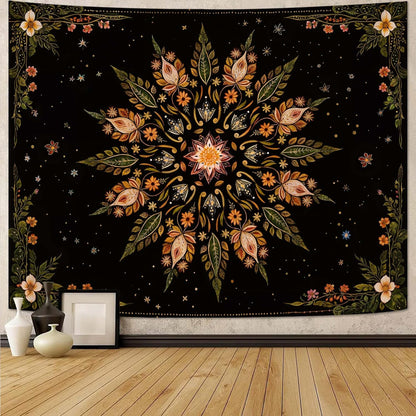Fowocu Boho Floral Mandala Tapestry for Bedroom Aesthetic Vintage Bohemian Flower Wall Tapestry