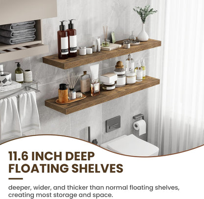48 Inch Floating Shelves, 12 Inch Deep Floating Shelves for Wall, Floating Shelf with Invisible