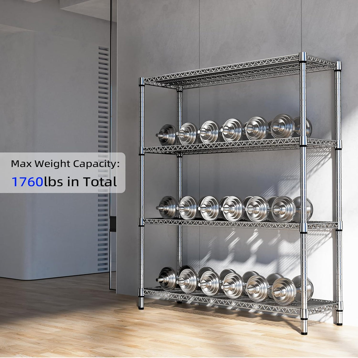 1760 LBs 4 Tier Storage Rack Metal Wire Shelving Unit, Storage Standing Shelf Organizer for Laundry