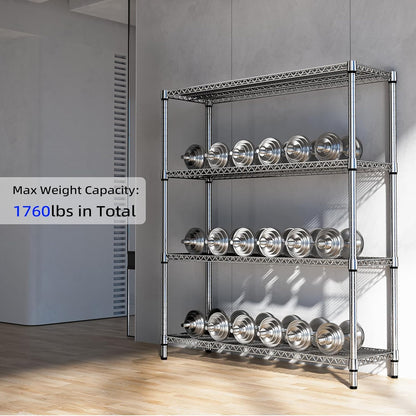 1760 LBs 4 Tier Storage Rack Metal Wire Shelving Unit, Storage Standing Shelf Organizer for Laundry
