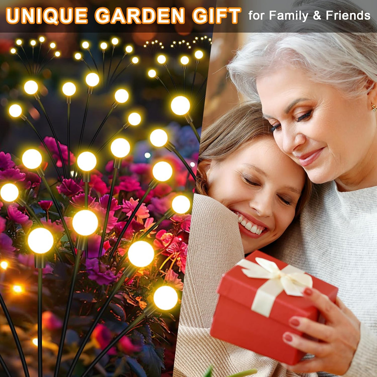 Solar Garden Lights Outdoor, 6 Pack 48LED Waterproof Solar Powered Lights for Yard Pathway Patio
