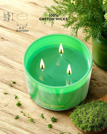 96NORTH Luxury Candle Balsam & Cedar Scented | Large 3-Wick Jar Candle | Up to 40 Hours Burning