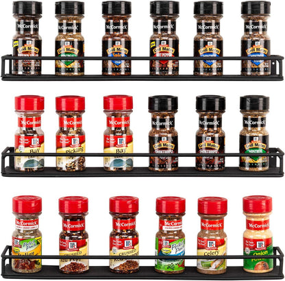 MyGift Set of 3 Wall-Mounted Black Metal Nail Polish and Essential Oils Display Shelves, Kitchen
