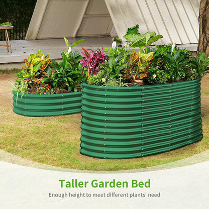 Land Guard 6x3x3ft Oval Galvanized Raised Garden Beds, Large-Capacity Metal Planter Box Outdoor