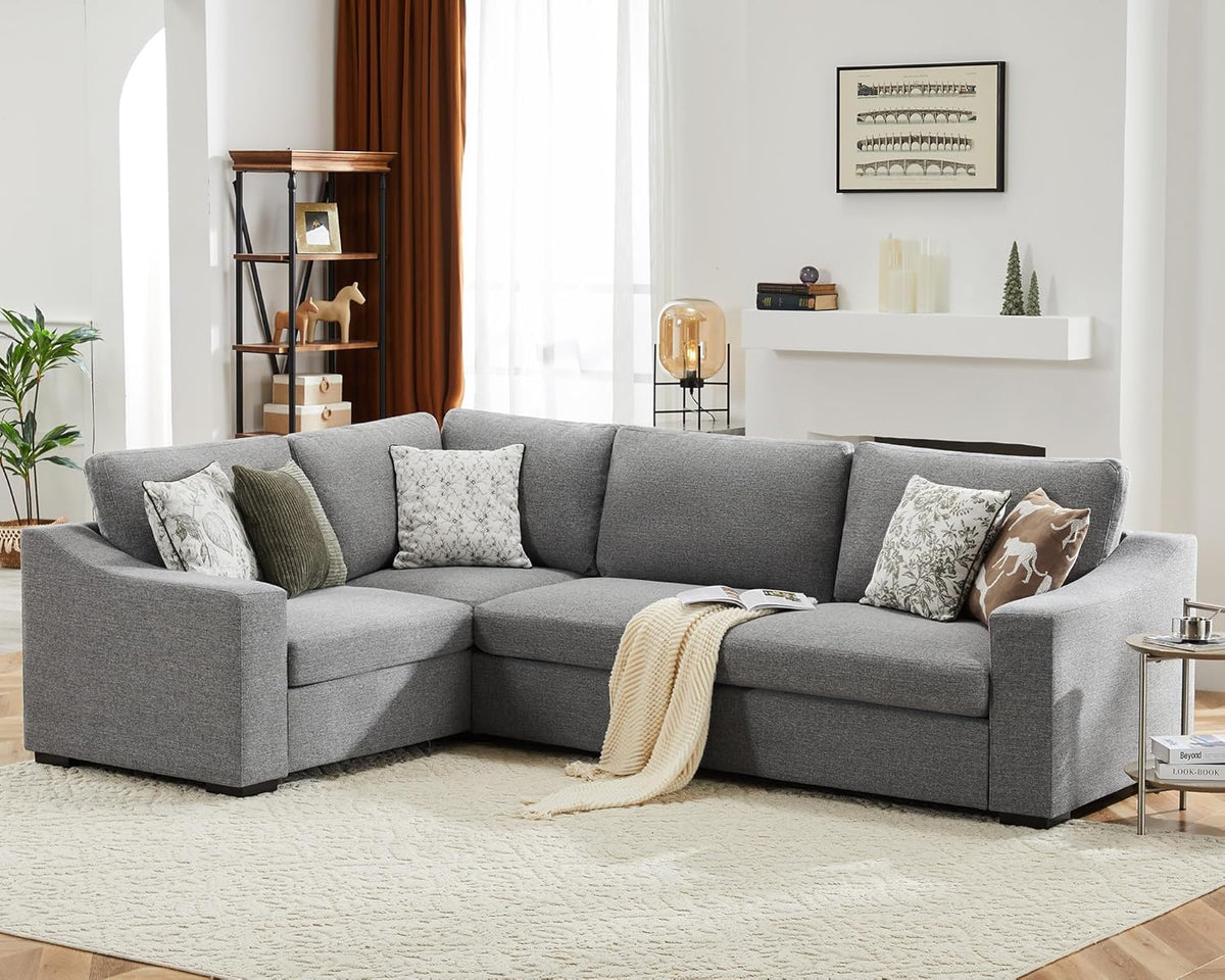 112" Convertible Sectional Sofa, Large L Shaped Couch with Detachable Sofa Cover, Modular Couch for