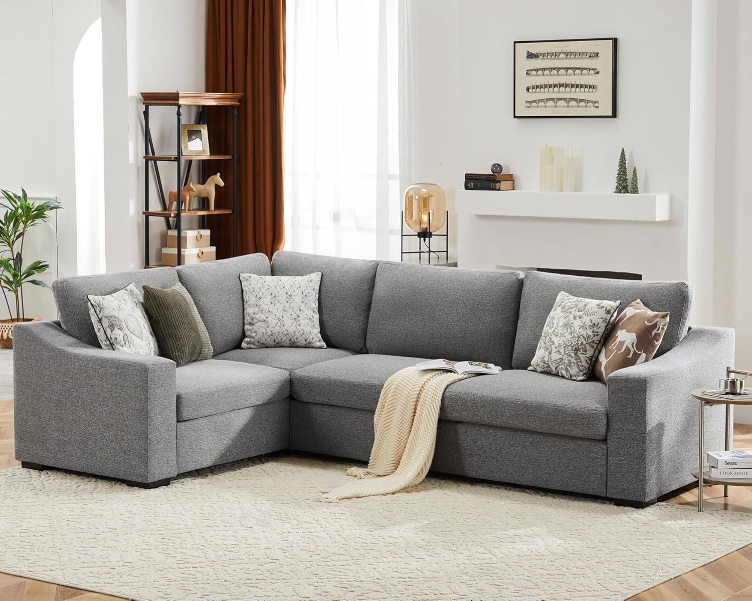 112" Convertible Sectional Sofa, Large L Shaped Couch with Detachable Sofa Cover, Modular Couch for