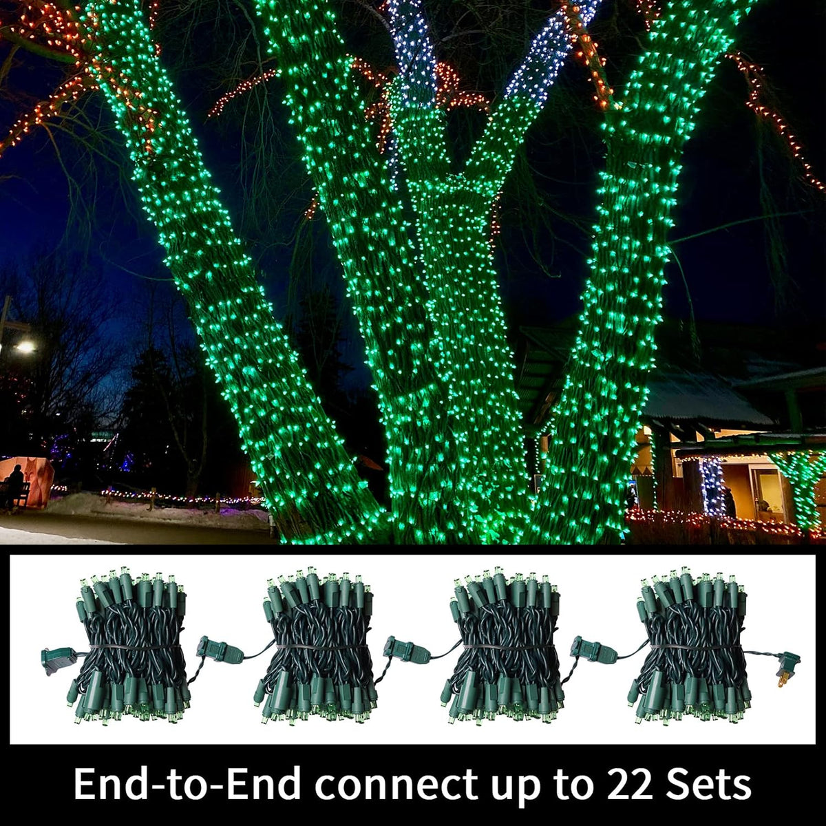 100 Count Green- String Lights - 21.6FT LED Christmas Lights, Mini led Lights for Indoor Outdoor